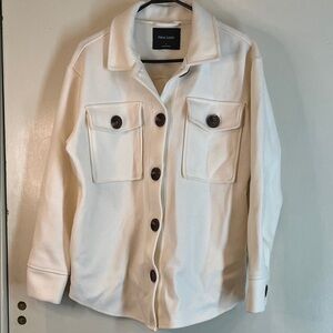 New Look Off-White Utility Jacket with Dark Buttons & pockets